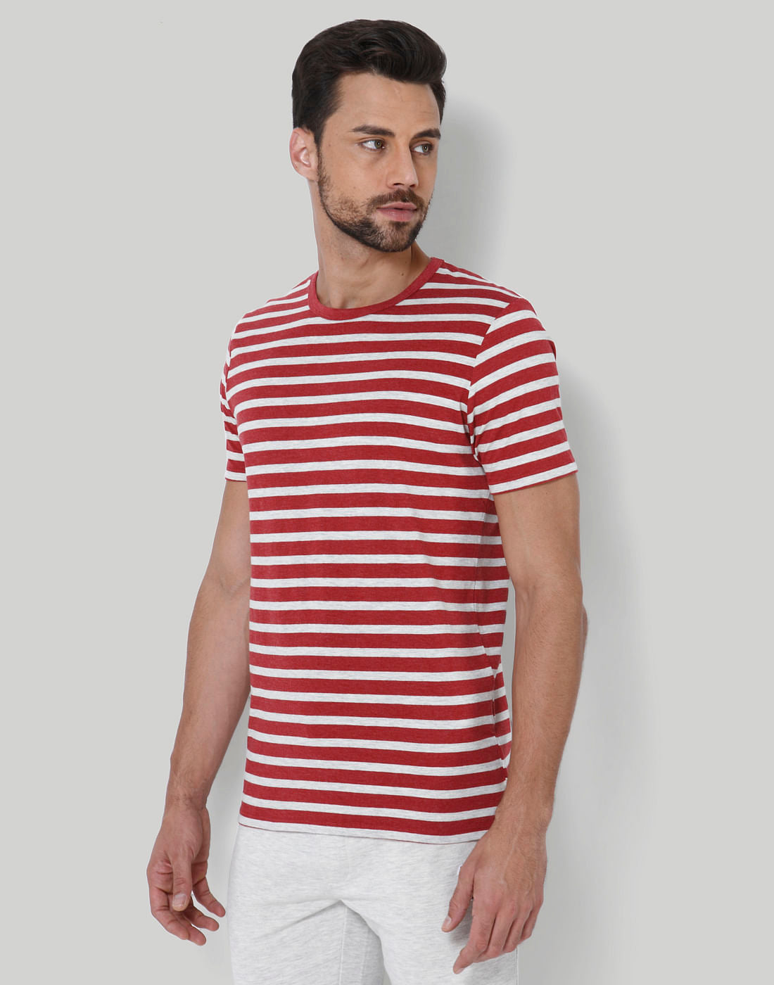 Red Striped Crew Neck T-Shirt