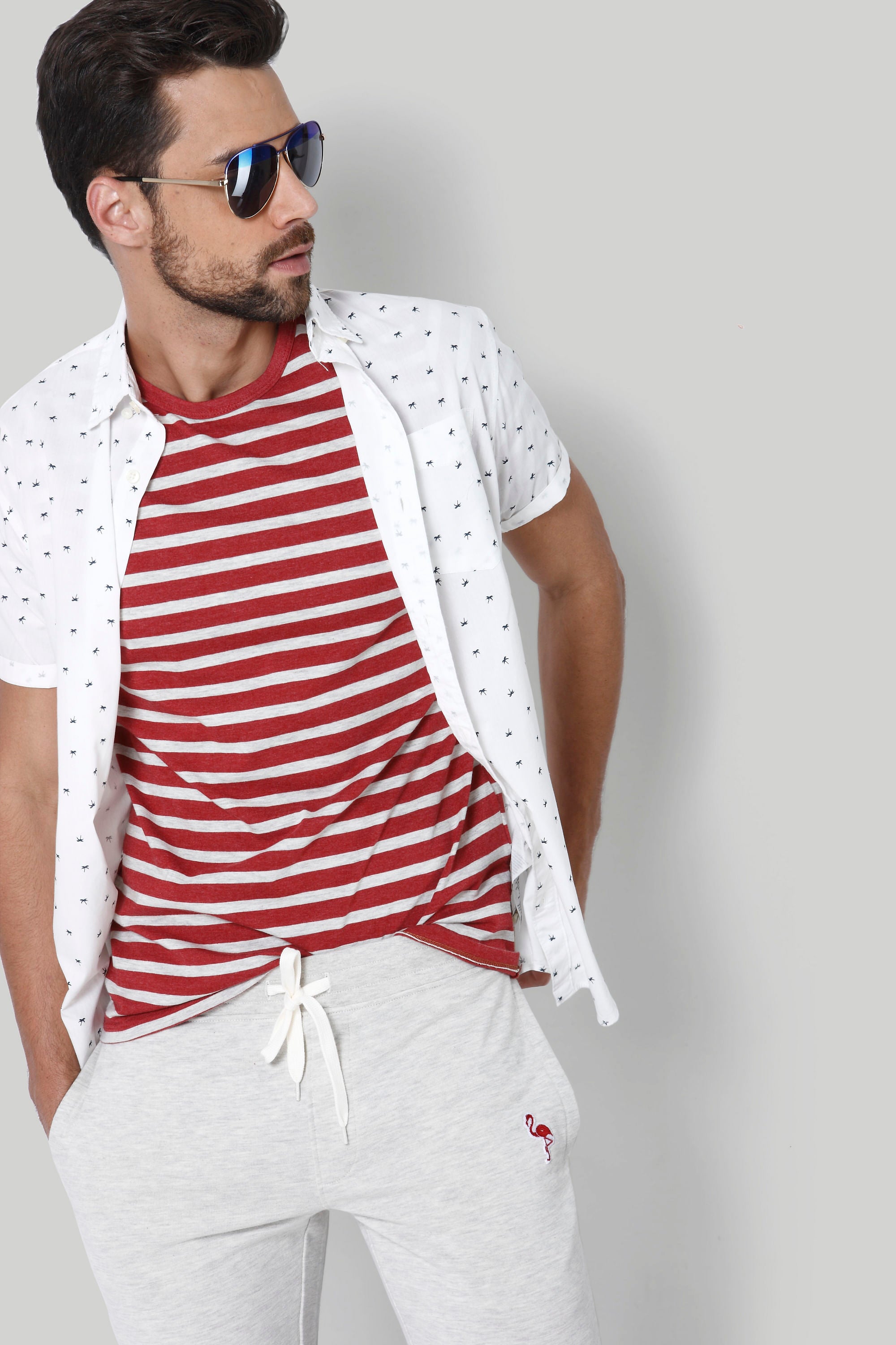Red Striped Crew Neck T-Shirt