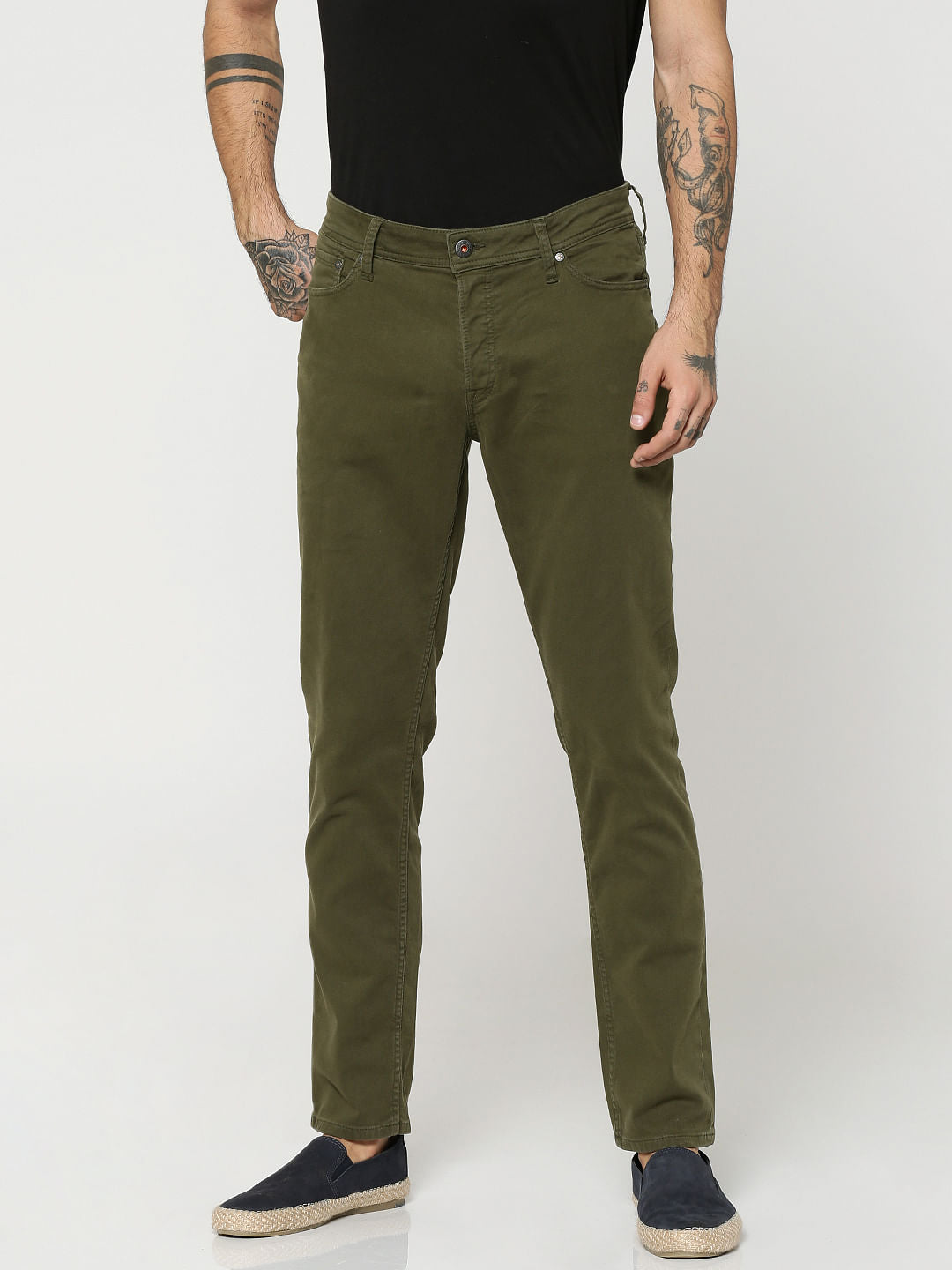 Olive Green Glenn Slim Fit Pants - 28/32