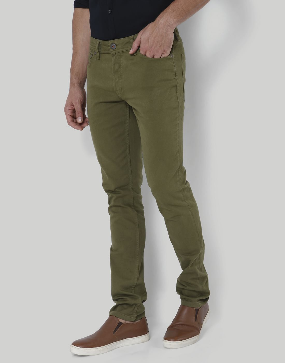 Green Mid Rise Slim Fit Chinos