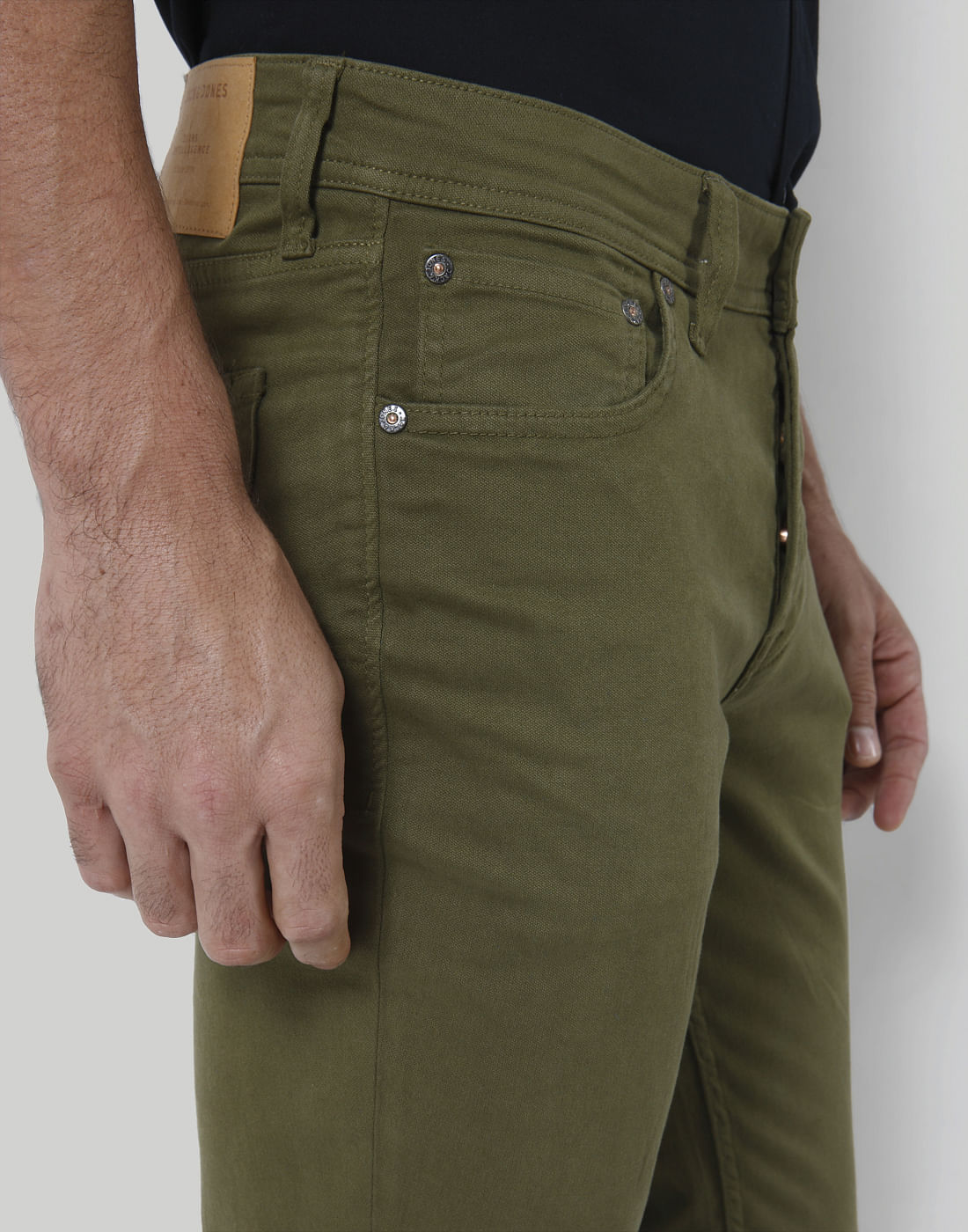 Green Mid Rise Slim Fit Chinos