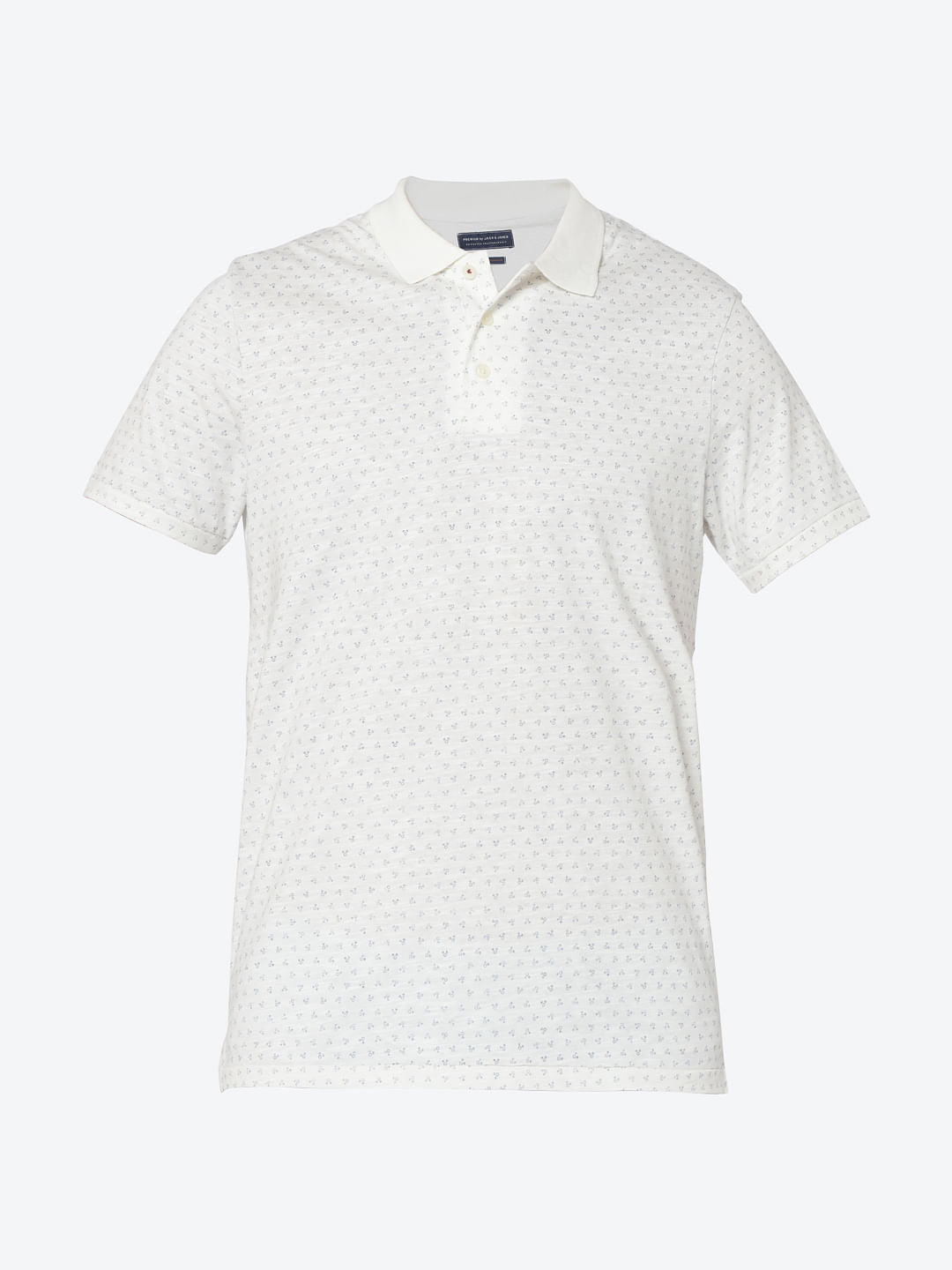 White All Over Printed Polo T-Shirt