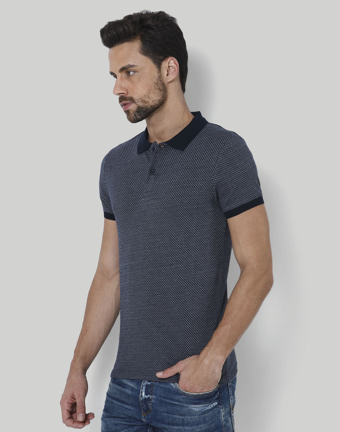 Black Printed Polo T-Shirt