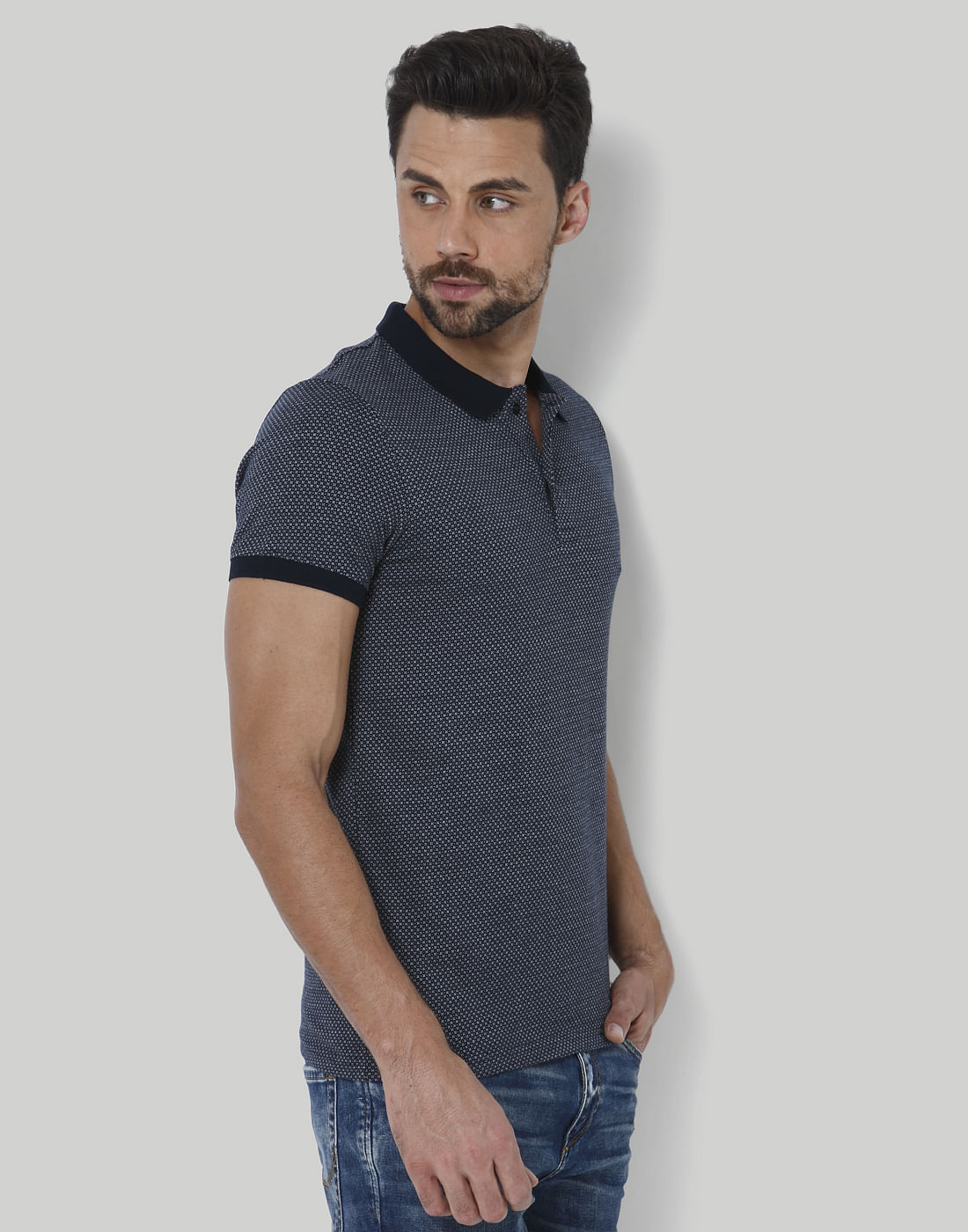 Black Printed Polo T-Shirt