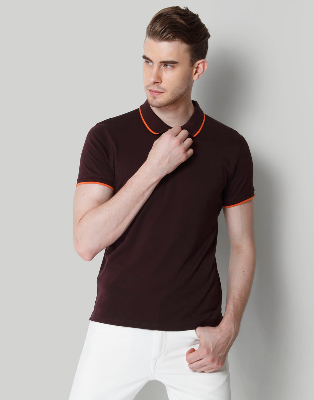 Brown & Orange Polo T-Shirt - S