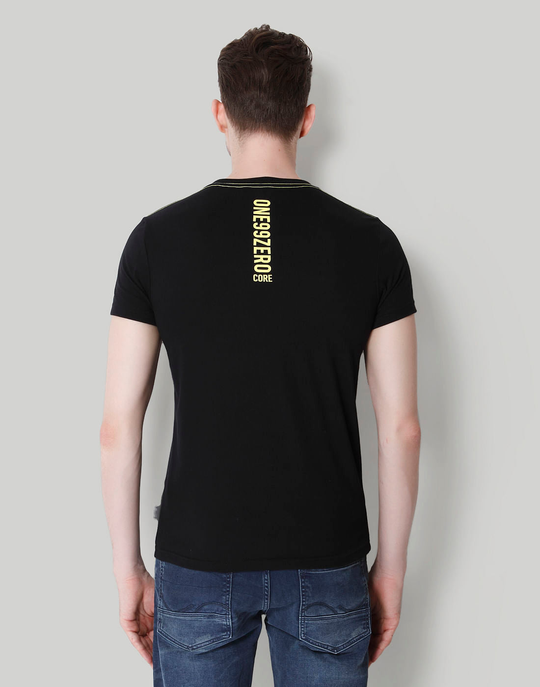 Black Text Print Crew Neck T-Shirt