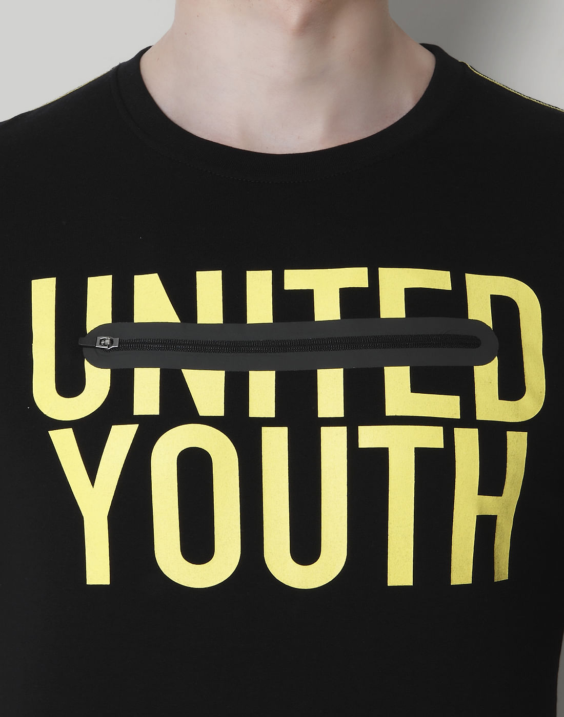 Black Text Print Crew Neck T-Shirt