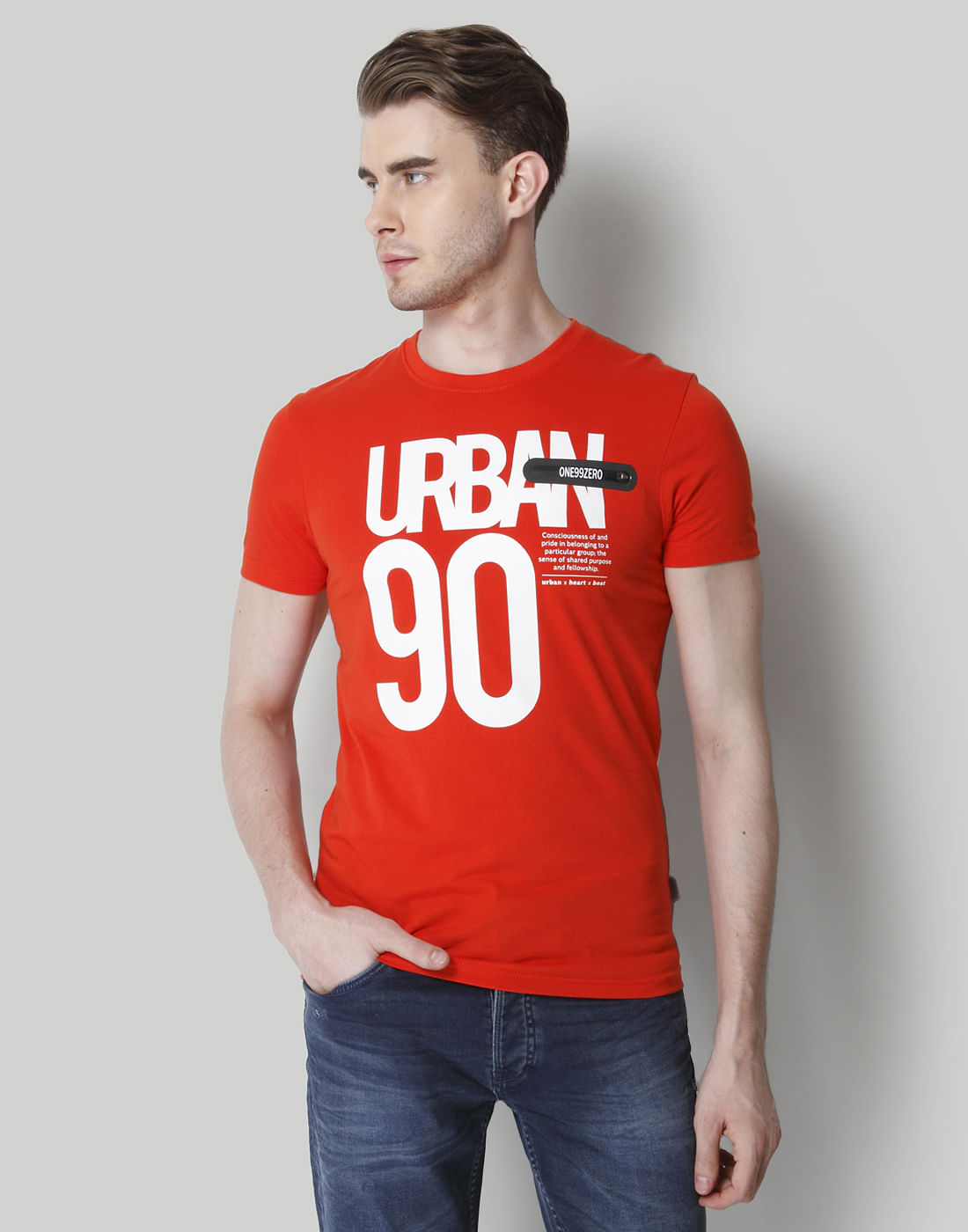 Red Text Print Crew Neck T-Shirt