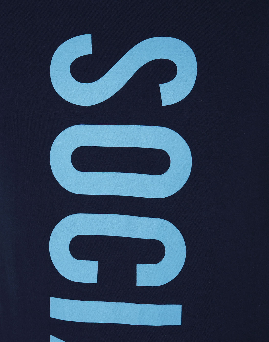 Dark Blue Text Print Crew Neck T-Shirt
