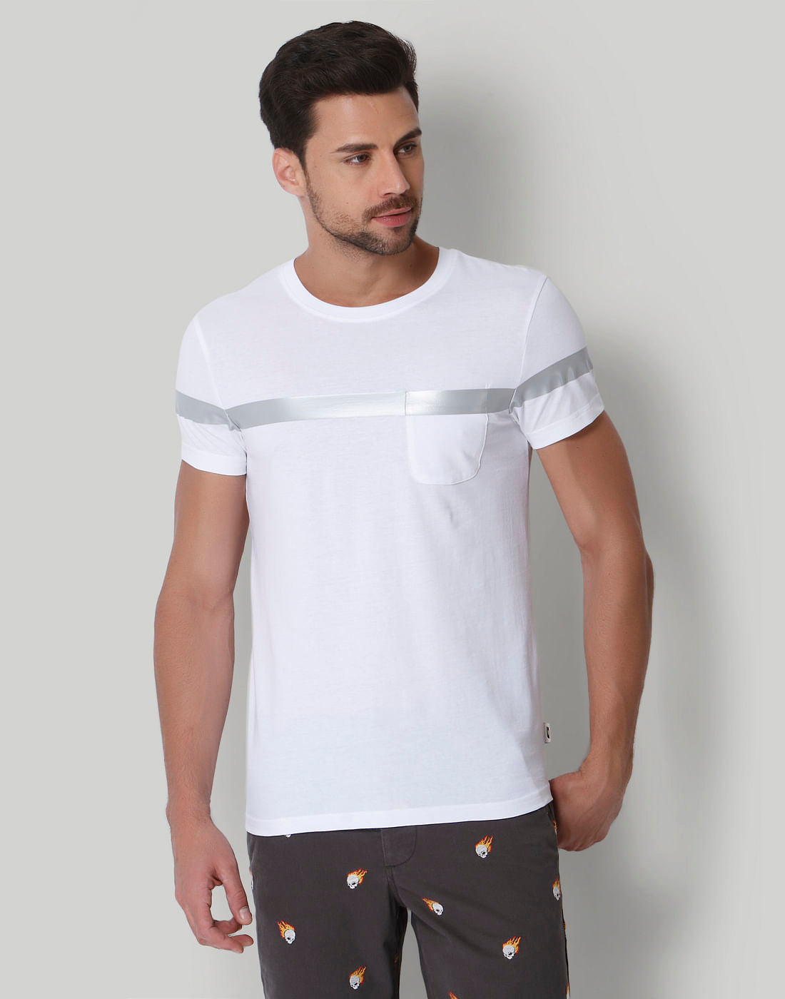 White Strip Crew Neck T-Shirt