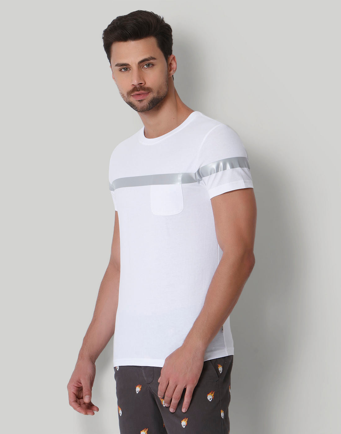 White Strip Crew Neck T-Shirt