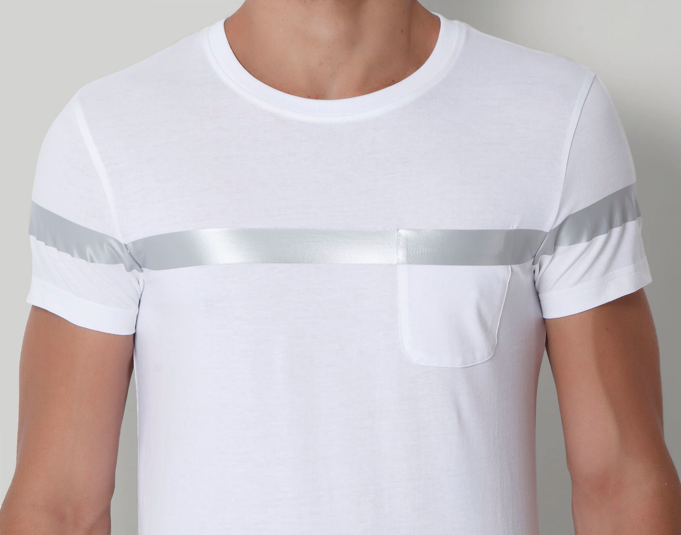 White Strip Crew Neck T-Shirt