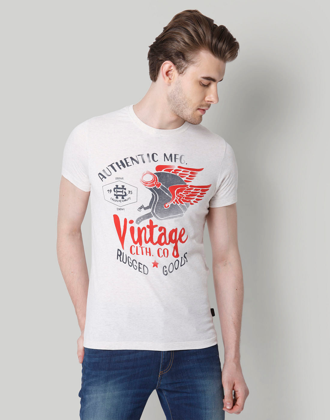 Rose Graphic Print Crew Neck T-Shirt - S