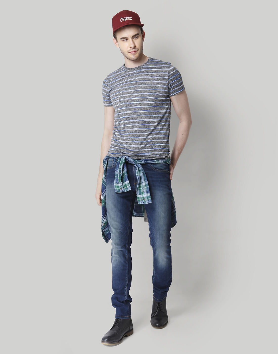 Blue Striped Crew Neck T-Shirt