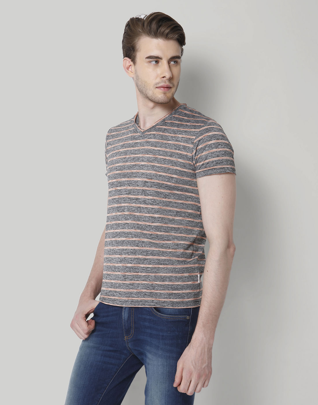 Rose Striped Crew Neck T-Shirt