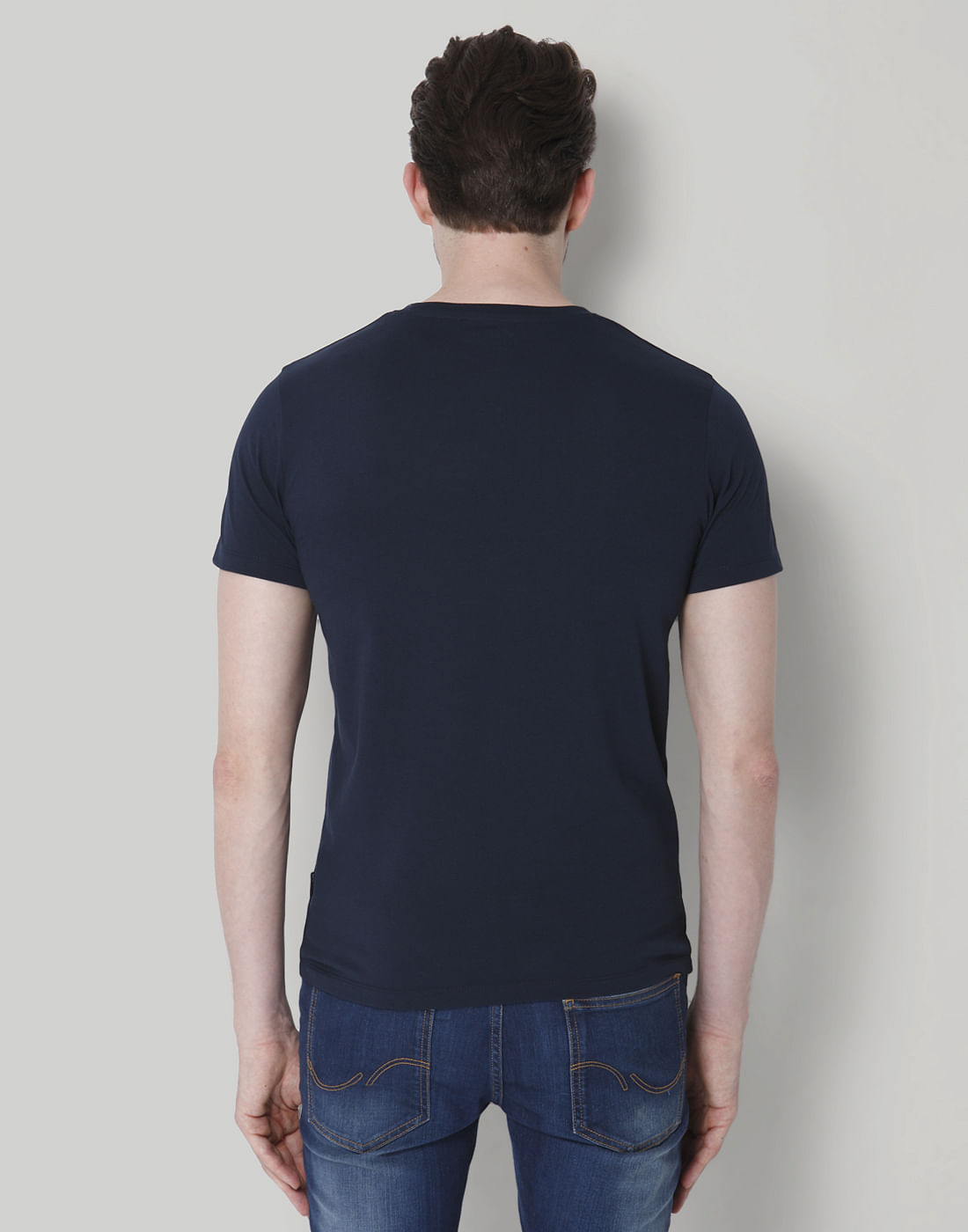Blue Logo Print Crew Neck T-Shirt