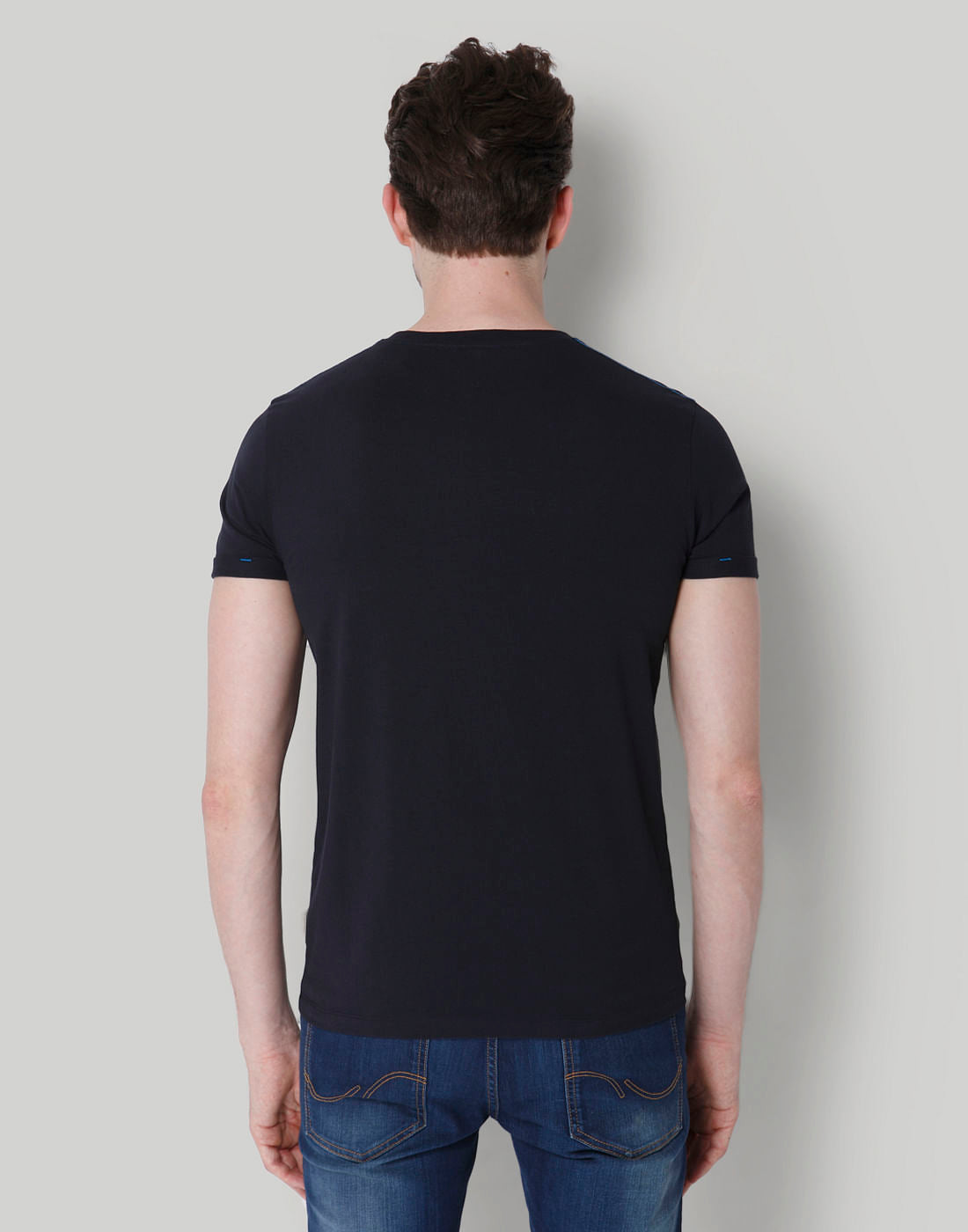 Blue Skull Printed Crew Neck T-Shirt