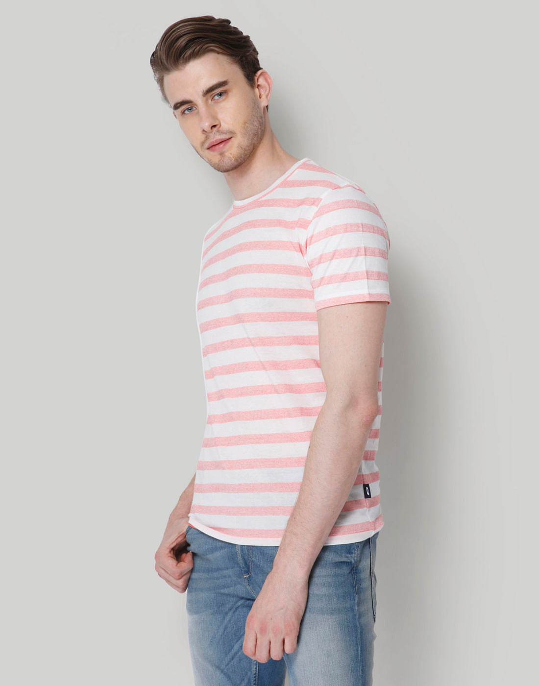 Rose Striped Crew Neck T-Shirt