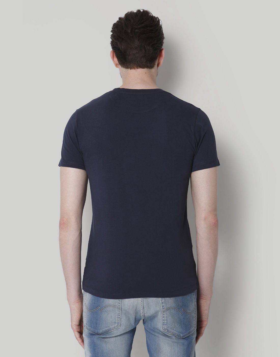 Blue Graphic Print Crew Neck T-Shirt