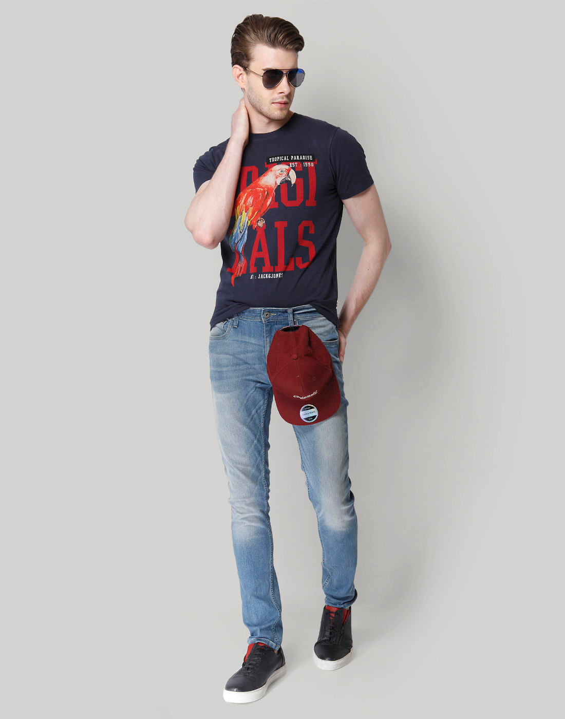 Blue Graphic Print Crew Neck T-Shirt