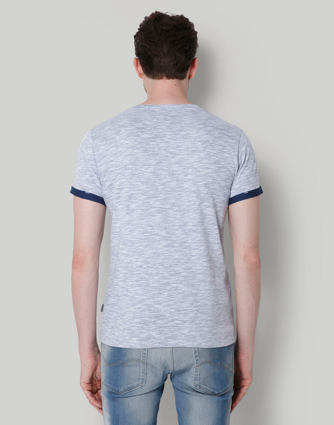Blue Logo Print Crew Neck T-Shirt