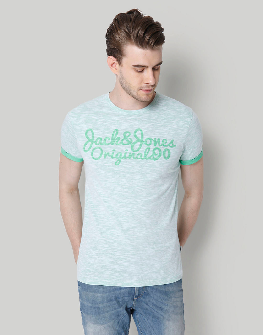 Green Logo Print Crew Neck T-Shirt - S