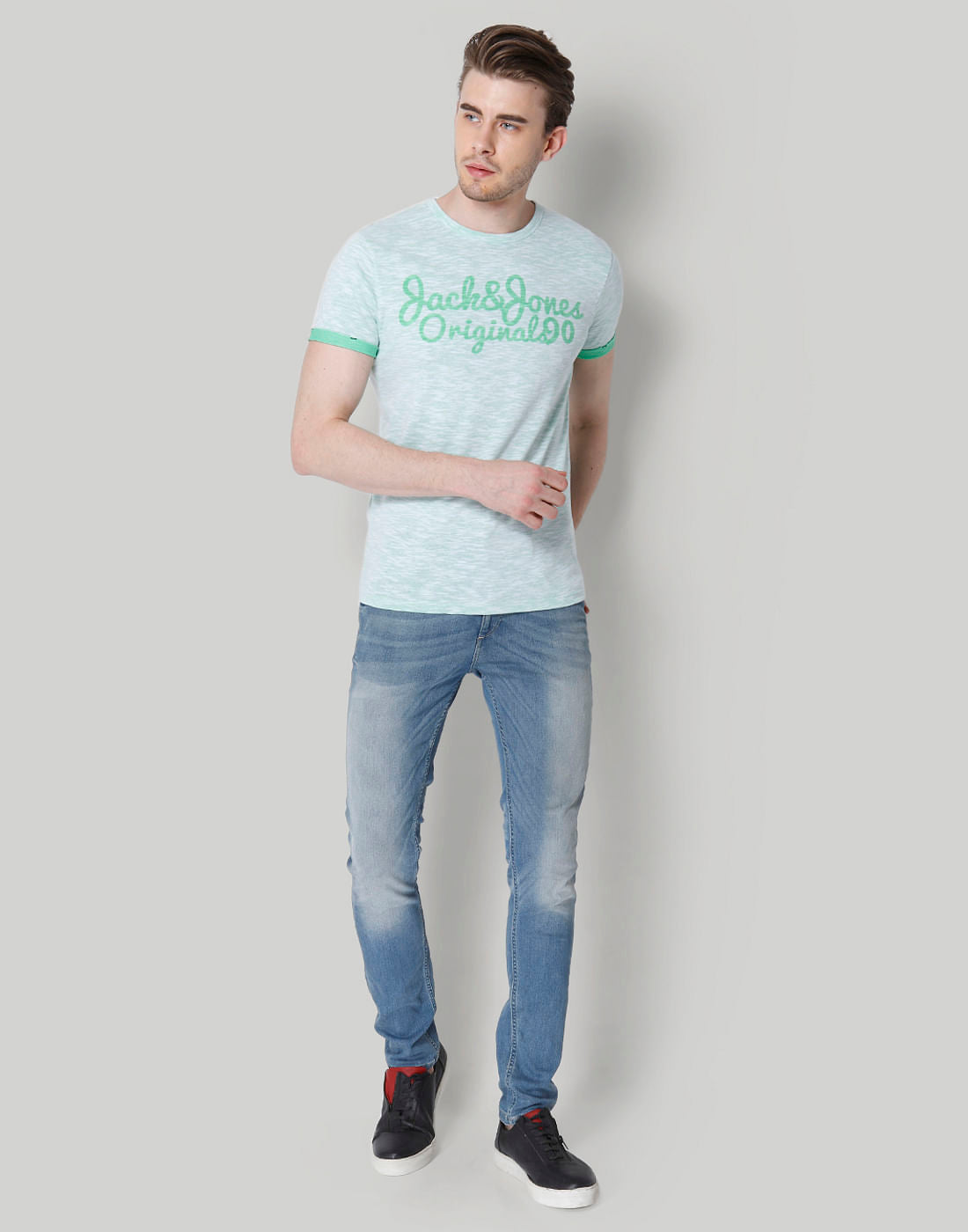 Green Logo Print Crew Neck T-Shirt