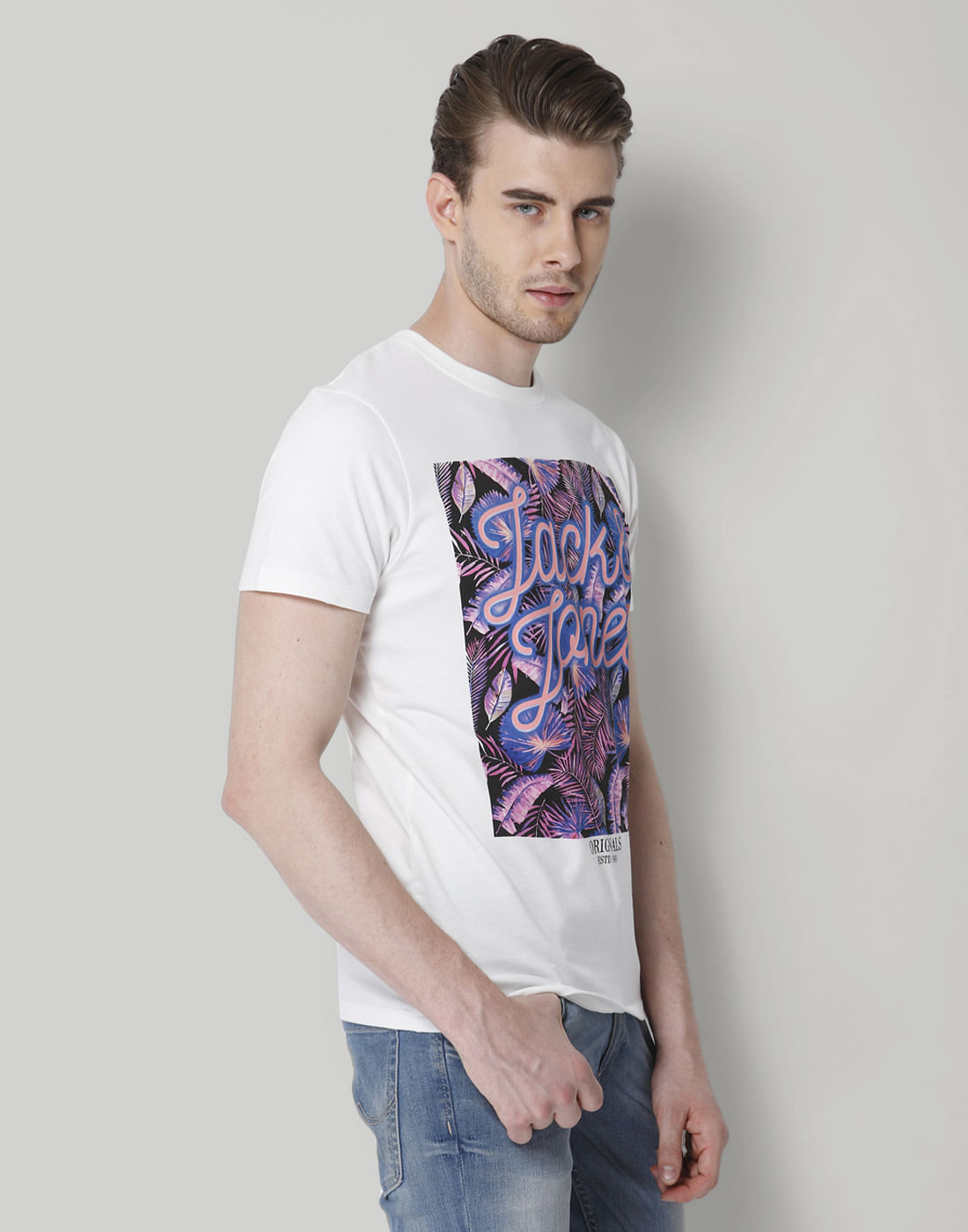White Graphic Print Crew Neck T-Shirt