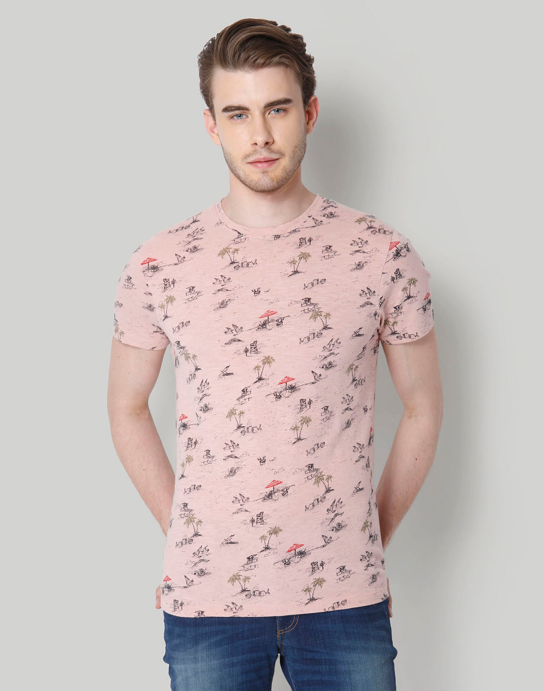 Rose Graphic Print Crew Neck T-Shirt - S