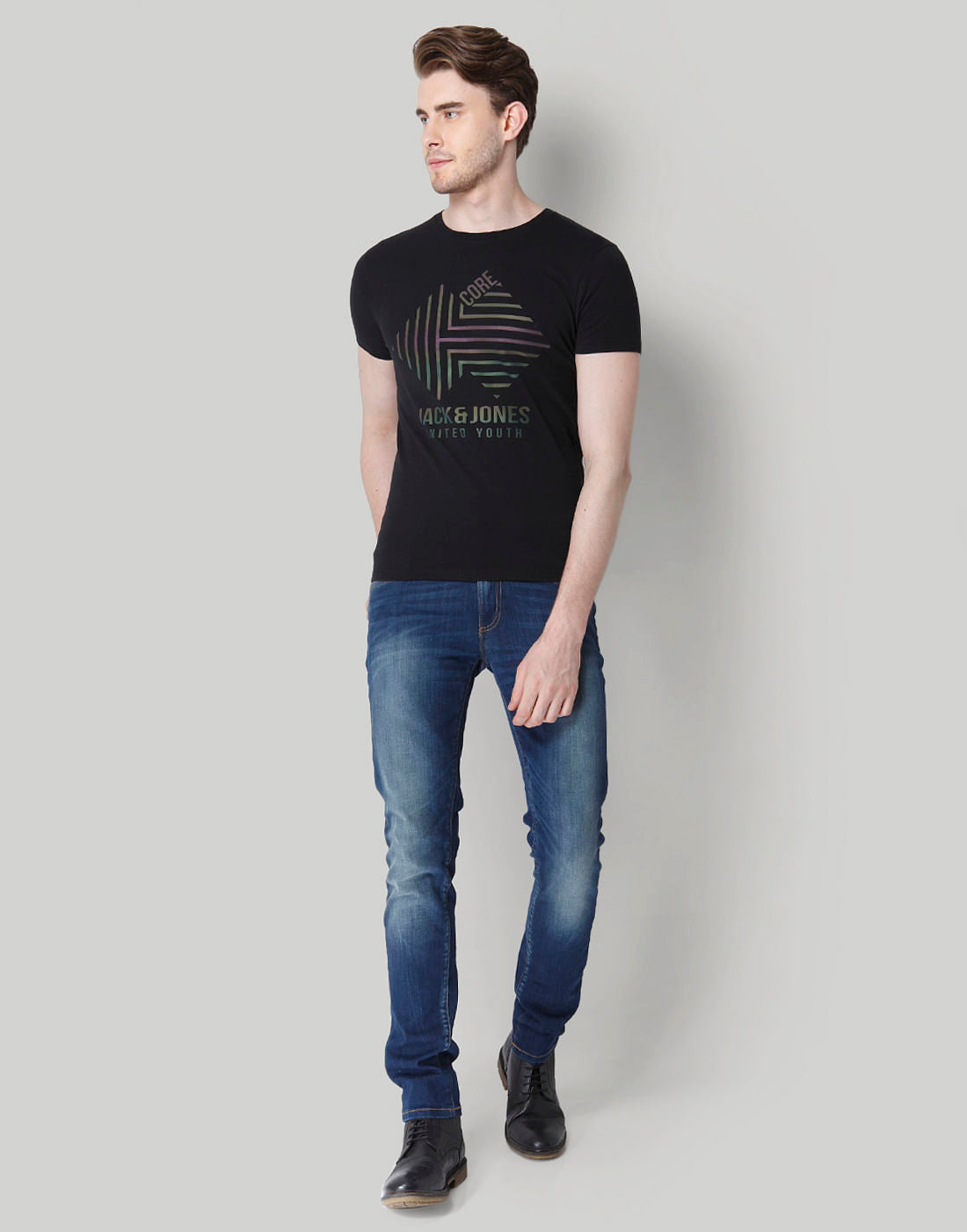 Black Graphic Print Crew Neck T-Shirt