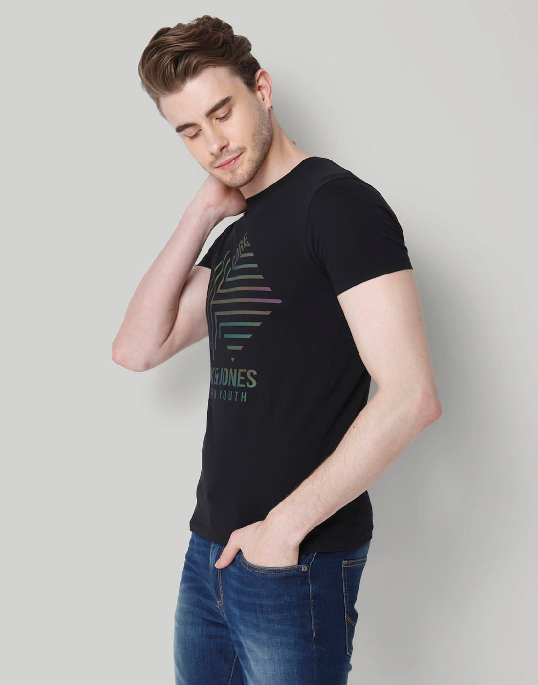 Black Graphic Print Crew Neck T-Shirt
