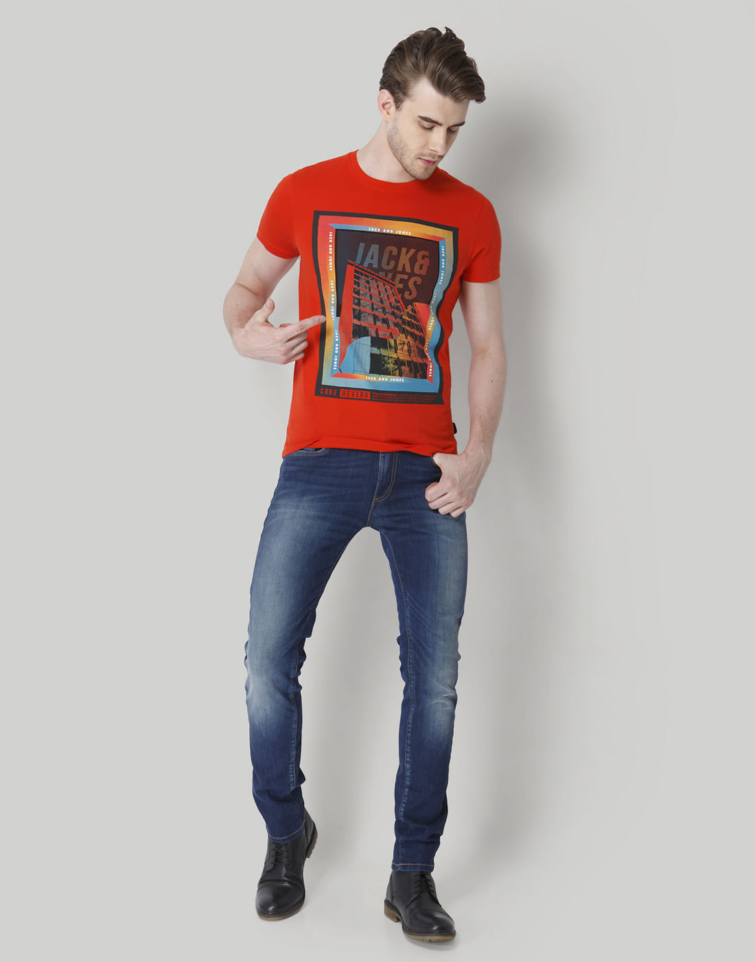 Red Graphic Print Crew Neck T-Shirt