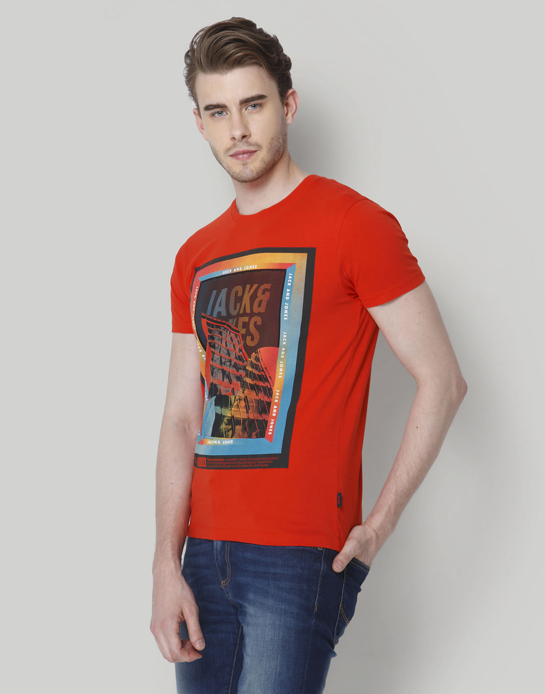 Red Graphic Print Crew Neck T-Shirt