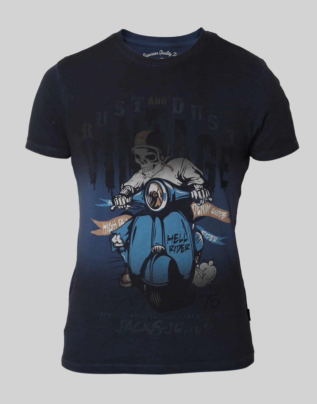 Blue Graphic Print Crew Neck T-Shirt