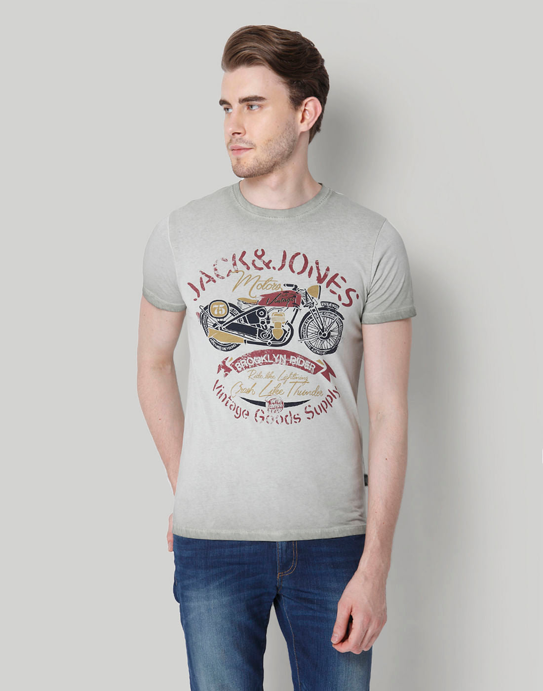 Green Graphic Print Crew Neck T-Shirt - S