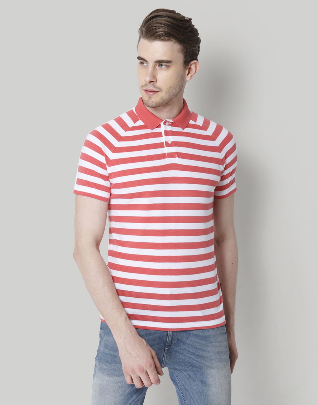 Rose Striped Polo T-Shirt - S
