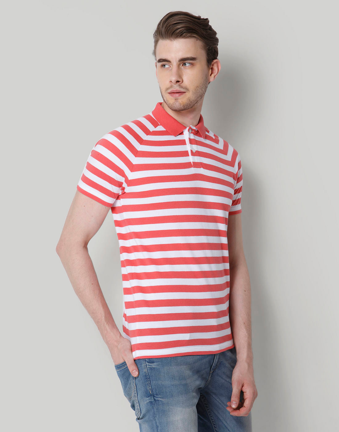 Rose Striped Polo T-Shirt