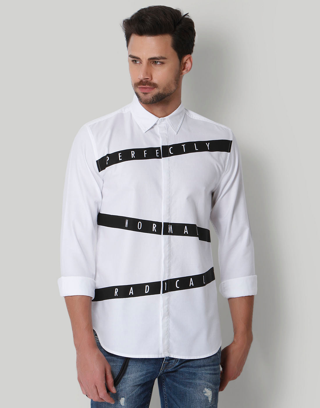 White Text Print Shirt - S