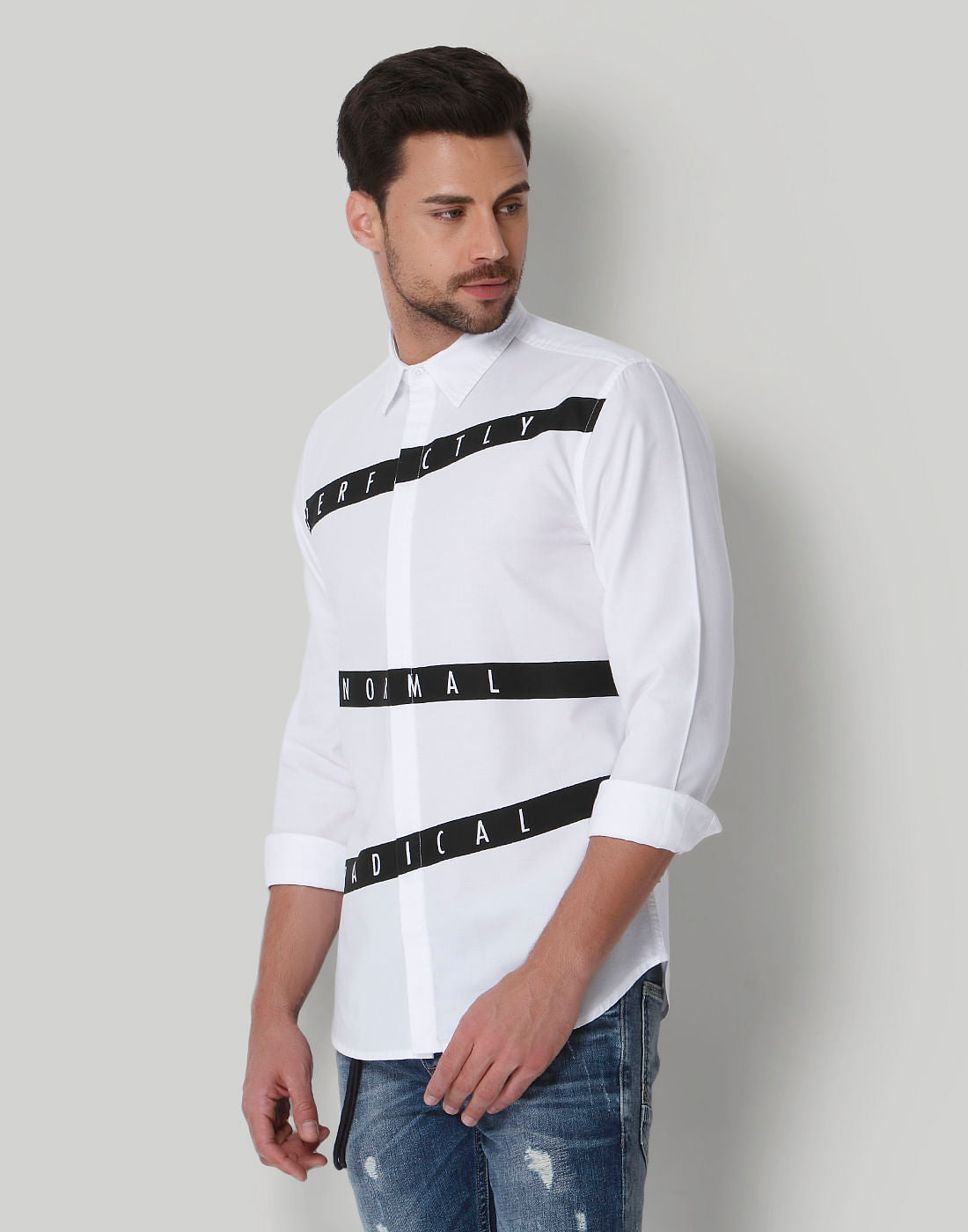 White Text Print Shirt
