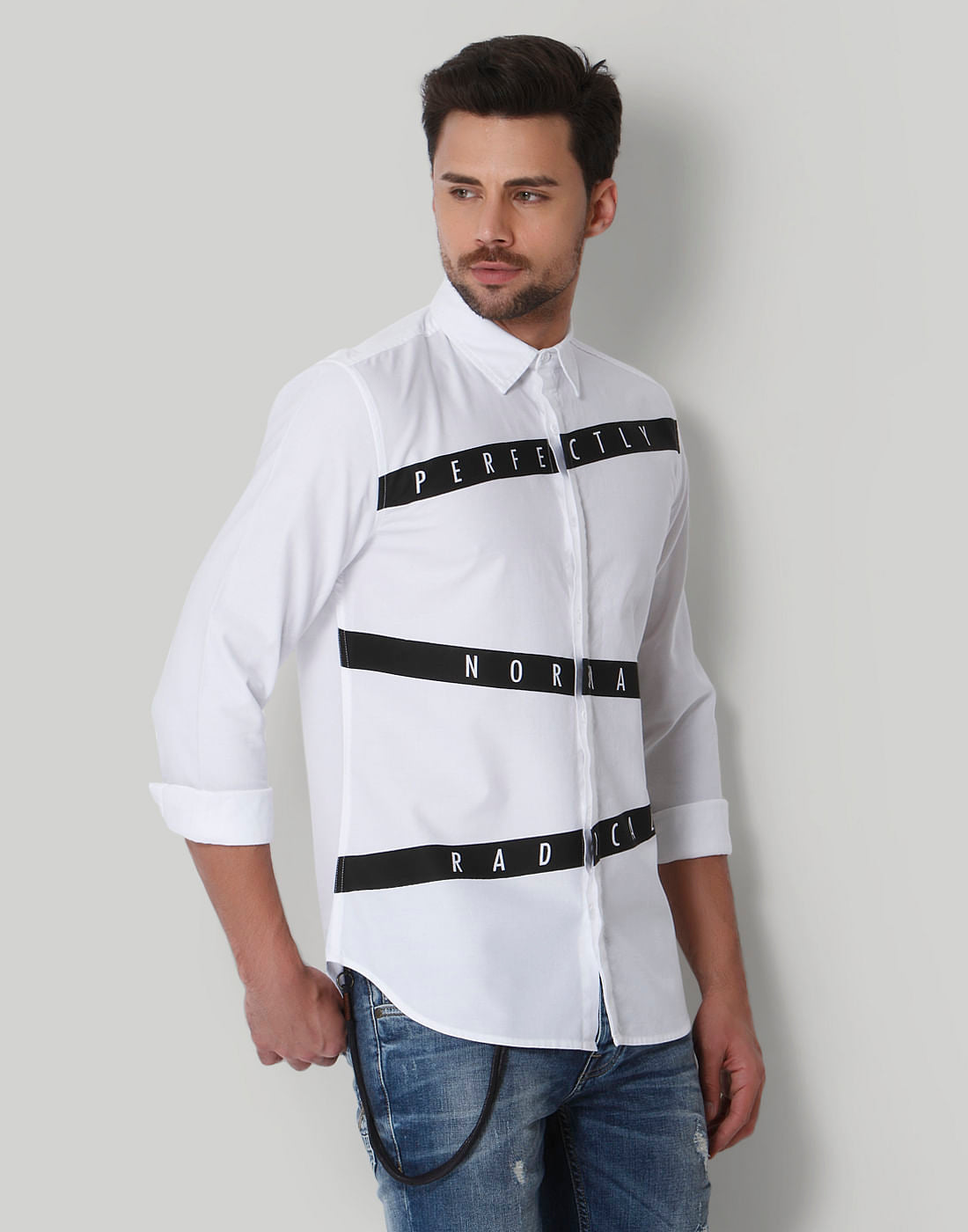 White Text Print Shirt