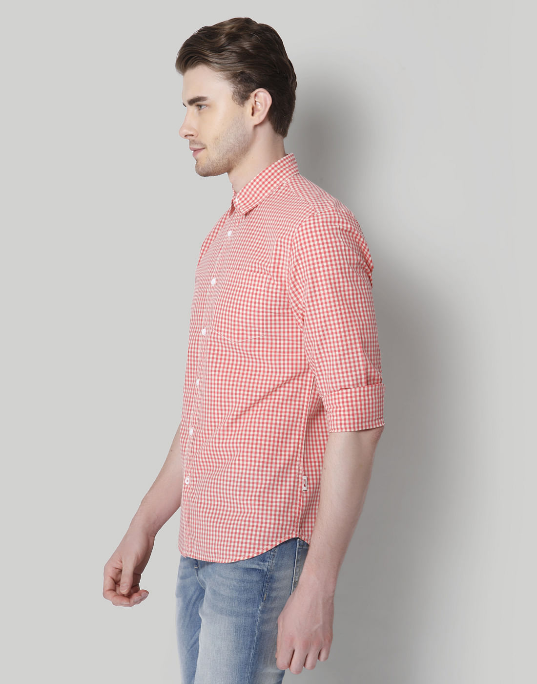 Pink Gingham Slim Fit Shirt