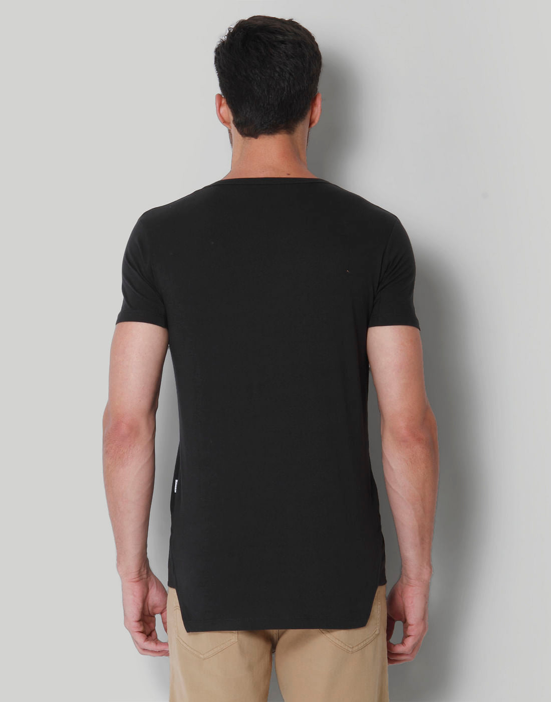 Black Text Print Crew Neck T-Shirt