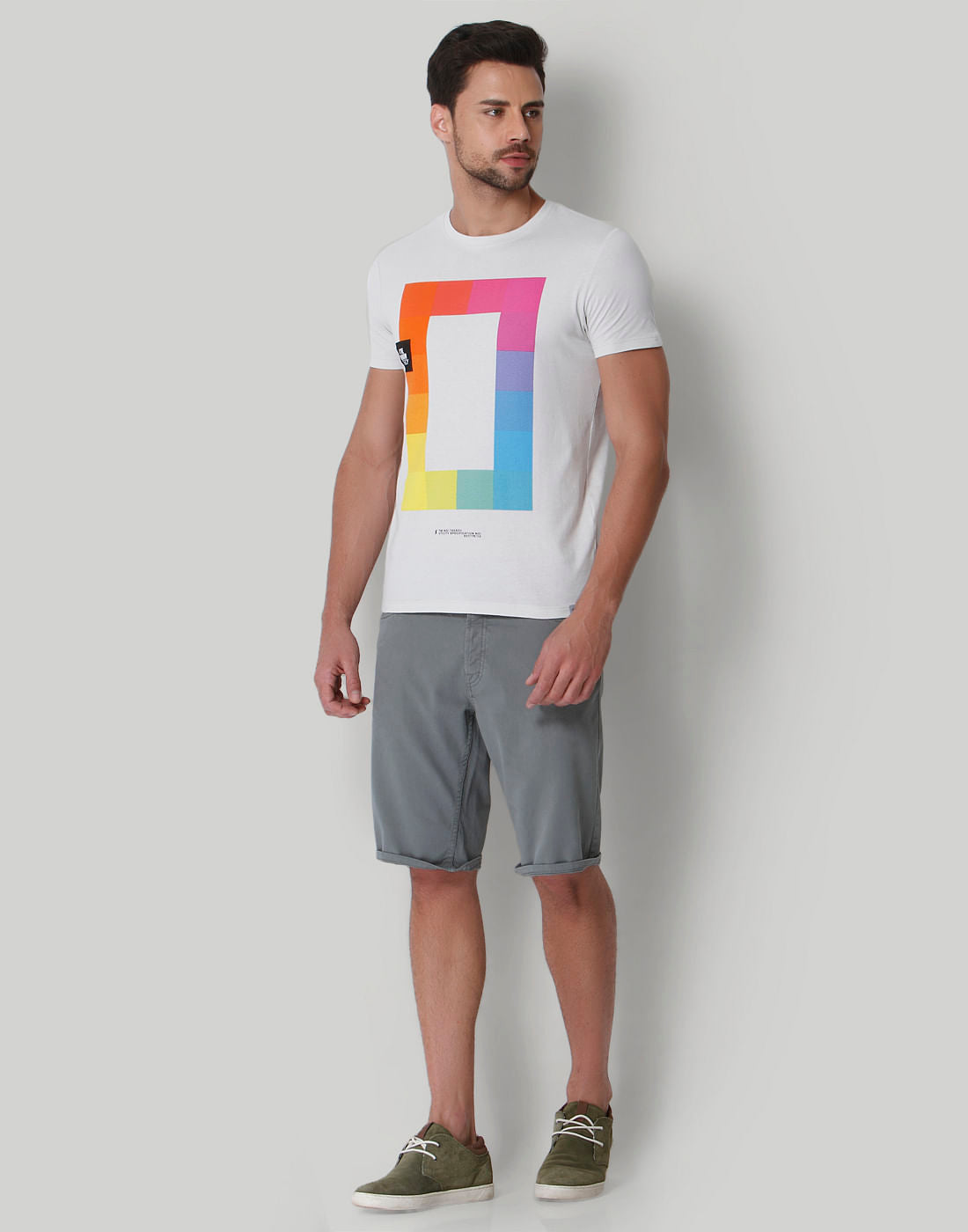 Grey Graphic Print Crew Neck T-Shirt