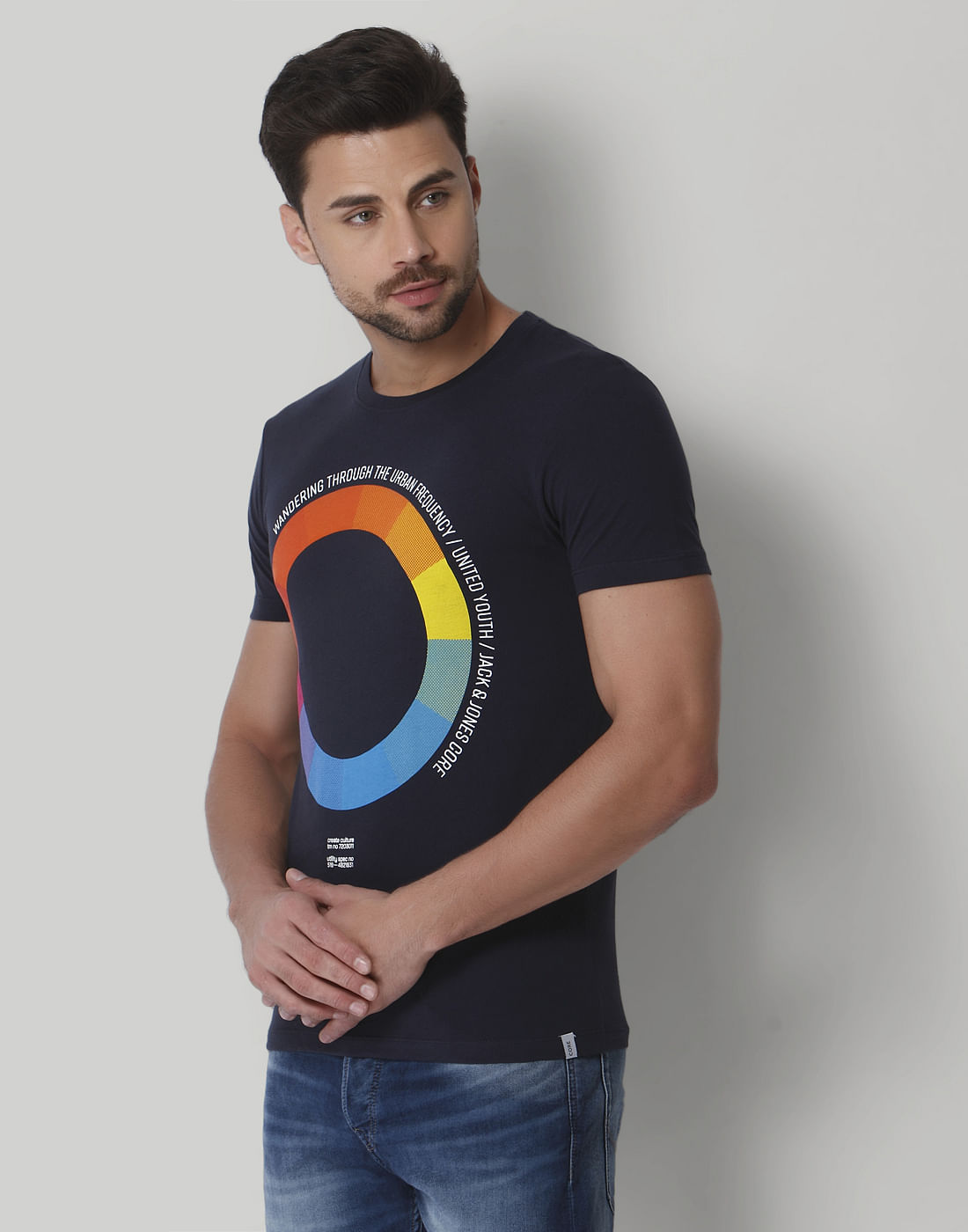 Blue Graphic Print Crew Neck T-Shirt