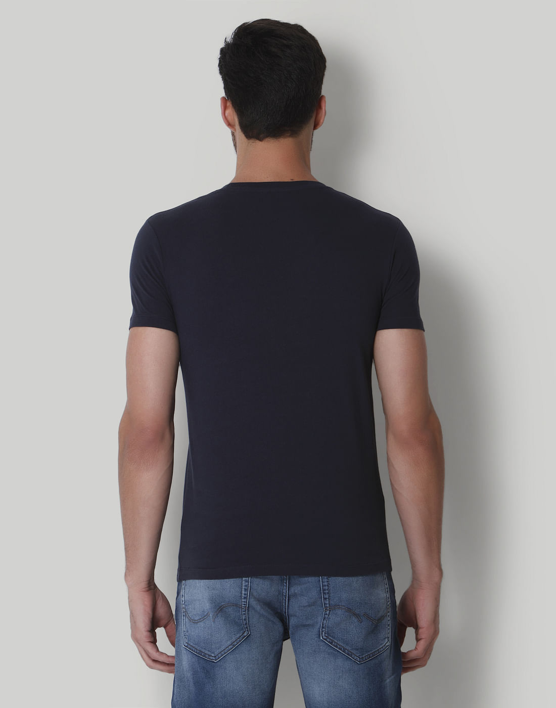 Blue Graphic Print Crew Neck T-Shirt