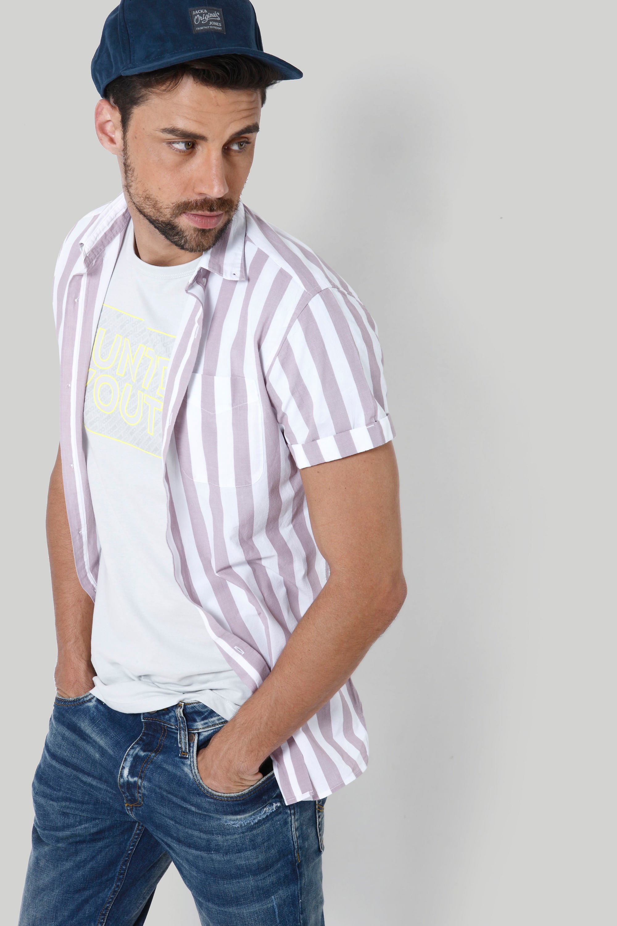 Light Grey Text Print Crew Neck T-Shirt