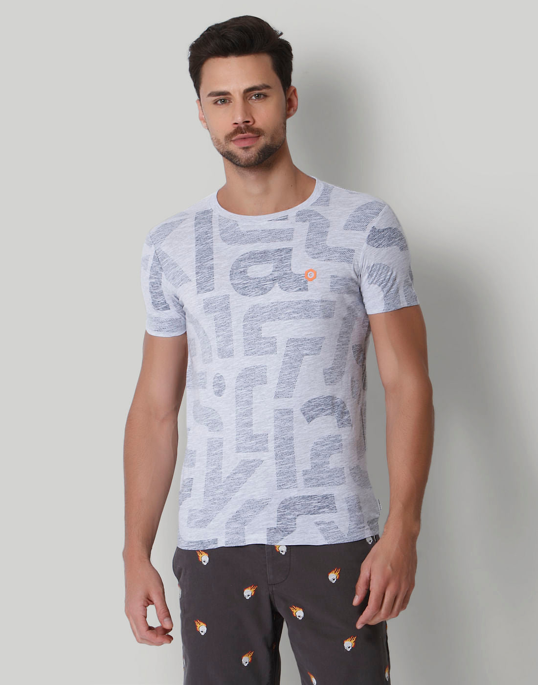 White Graphic Print Crew Neck T-Shirt - S