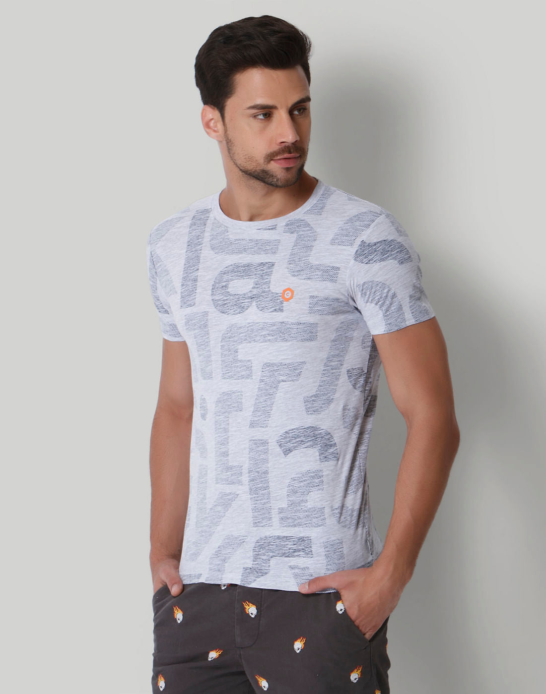 White Graphic Print Crew Neck T-Shirt