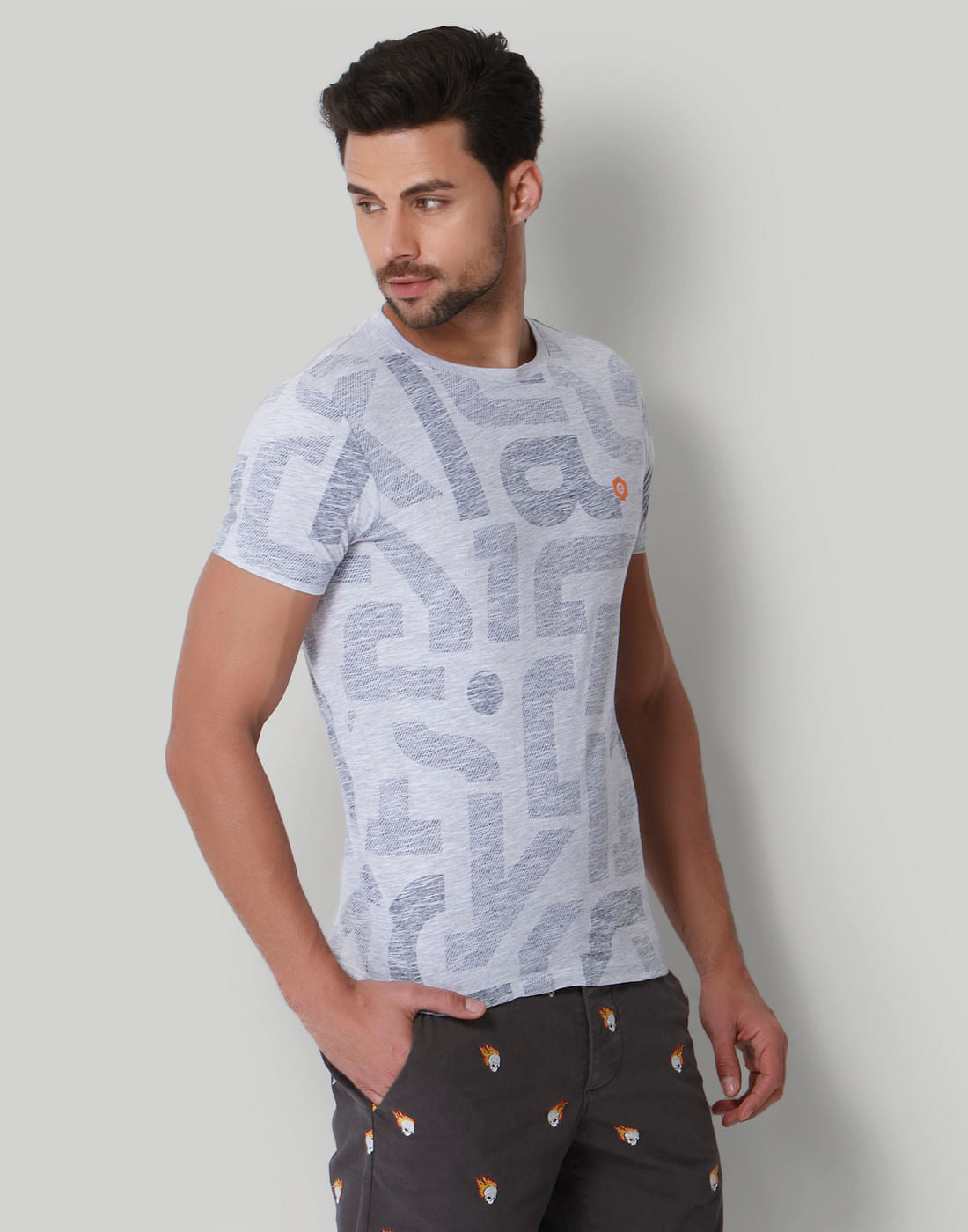 White Graphic Print Crew Neck T-Shirt