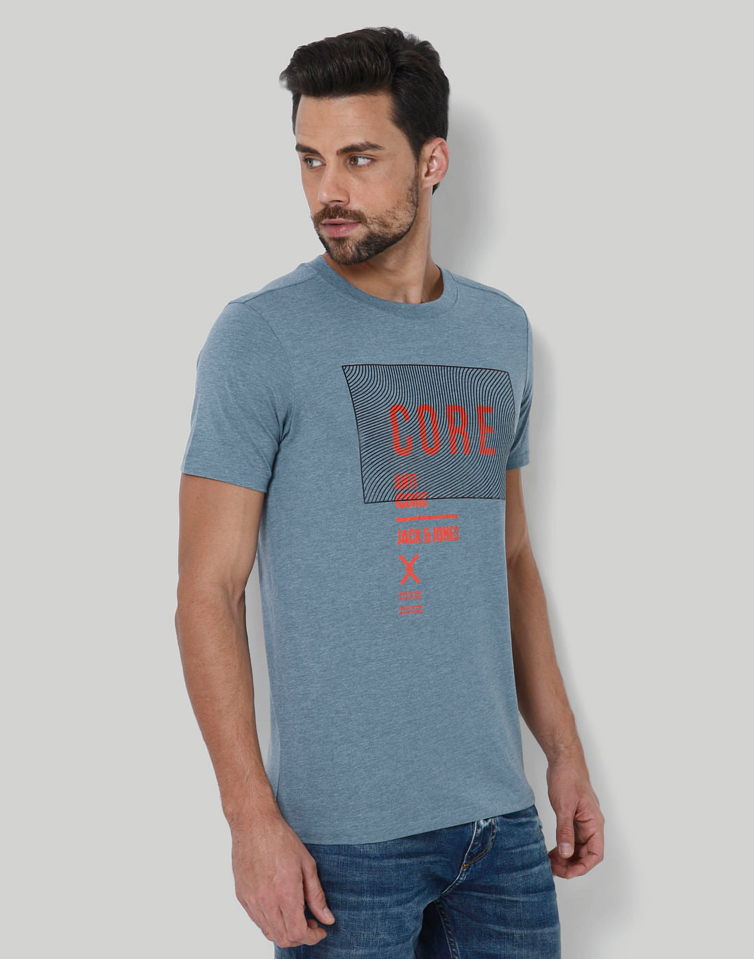 Blue Graphic Print Crew Neck T-Shirt
